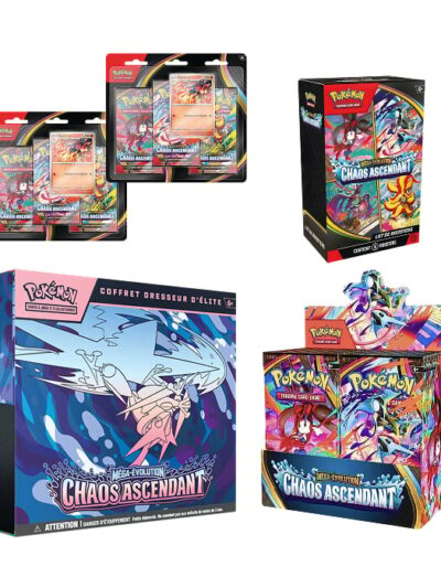 Pokémon – Pack – 1 ETB Chaos Ascendant ME04 + 2 Tripack Chaos Ascendant ME04 + 1 Display Chaos Ascendant ME04 + 1 Bundle Chaos Ascendant ME04 – en français
